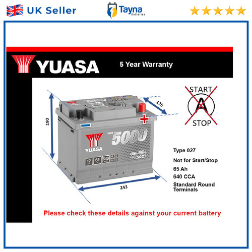 Car battery ybx5027 yuasa 027 - battery,