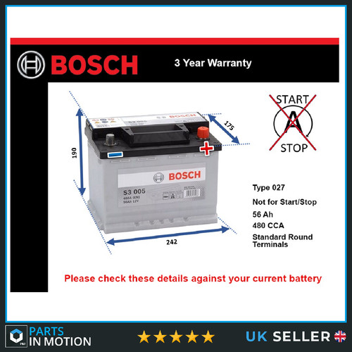 Car battery s3005 bosch 027 - car,