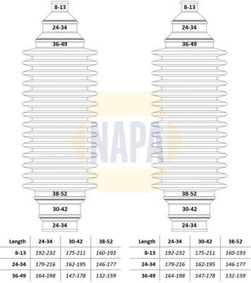 Napa steering bellow kit front - kit,