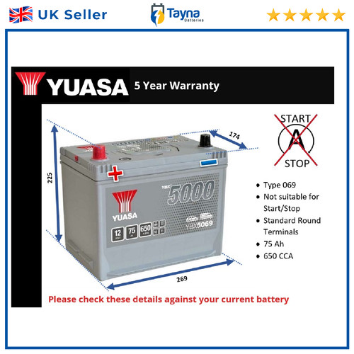 Car battery ybx5069 yuasa 069 - car,